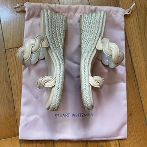 Stuart Weitzman Twisted Espadrille Wedge Sandal Nude